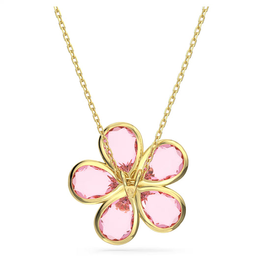 Florere pendant, Flower, Pink, Gold-tone plated