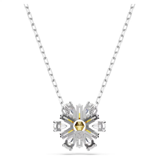 Idyllia pendant, Flower, Yellow, Rhodium Plated