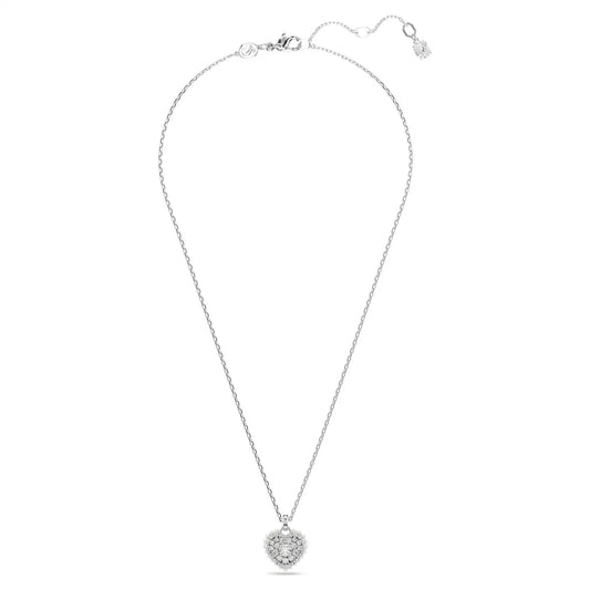 Hyperbola pendant, Heart, White, Rhodium plated