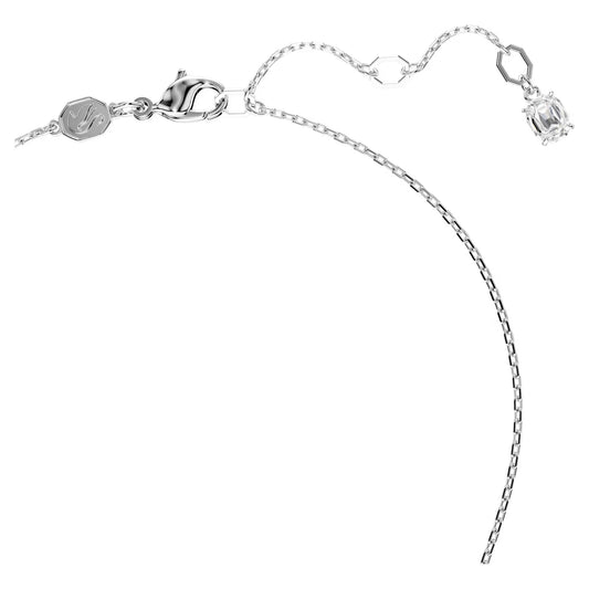 Hyperbola pendant, Heart, White, Rhodium plated