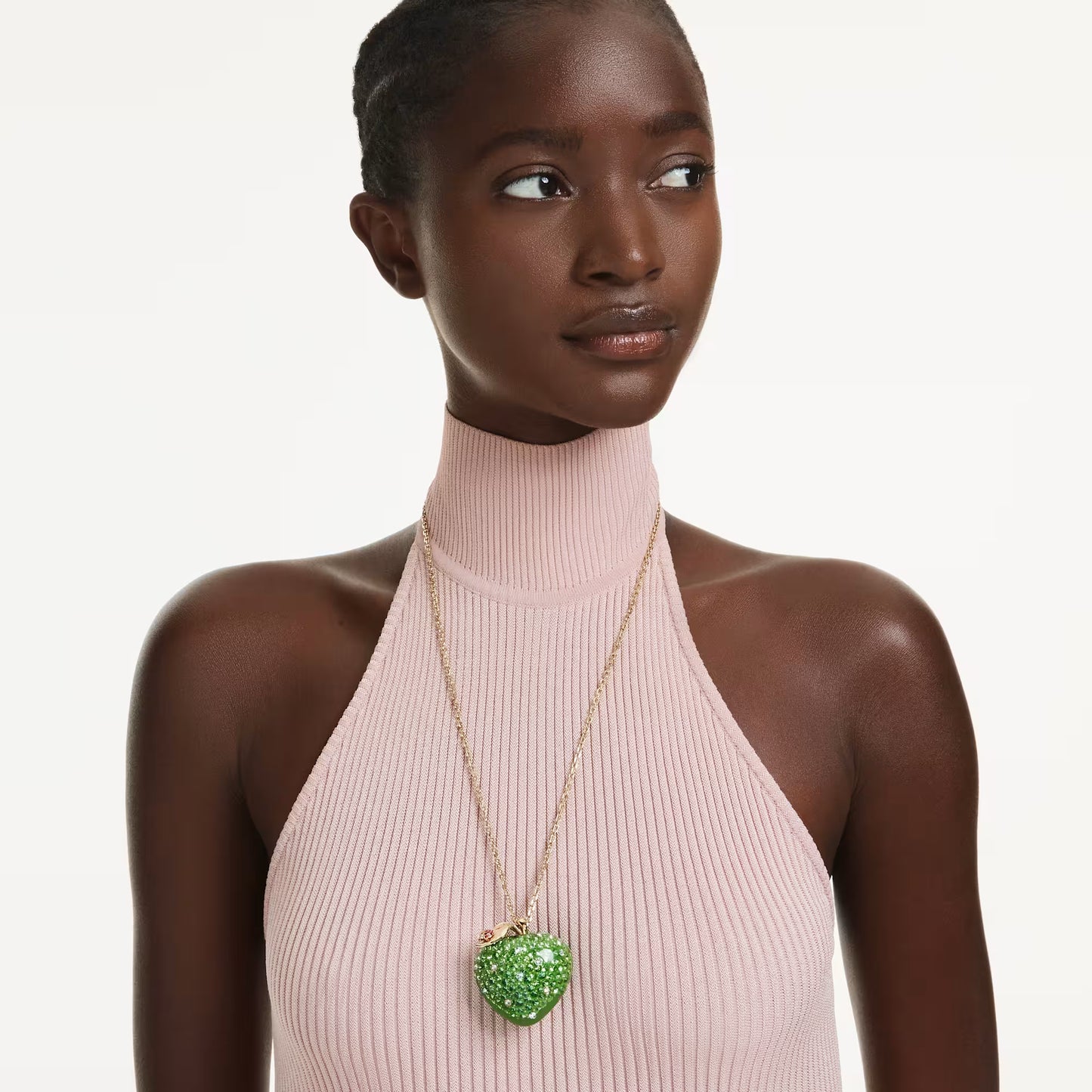 Idyllia pendant, Mixed cuts, Apple, Green, 18K gold finish
