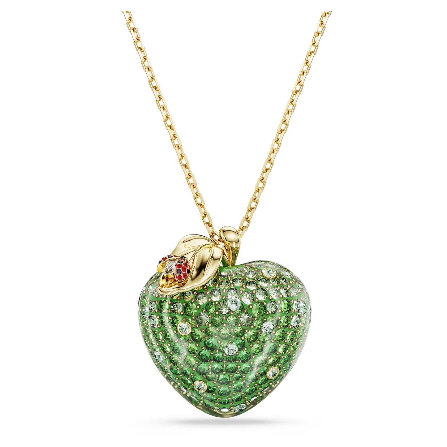 Idyllia pendant, Mixed cuts, Apple, Green, 18K gold finish