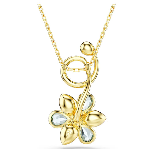 Idyllia pendant, Mixed cuts, Flower, Blue, Gold