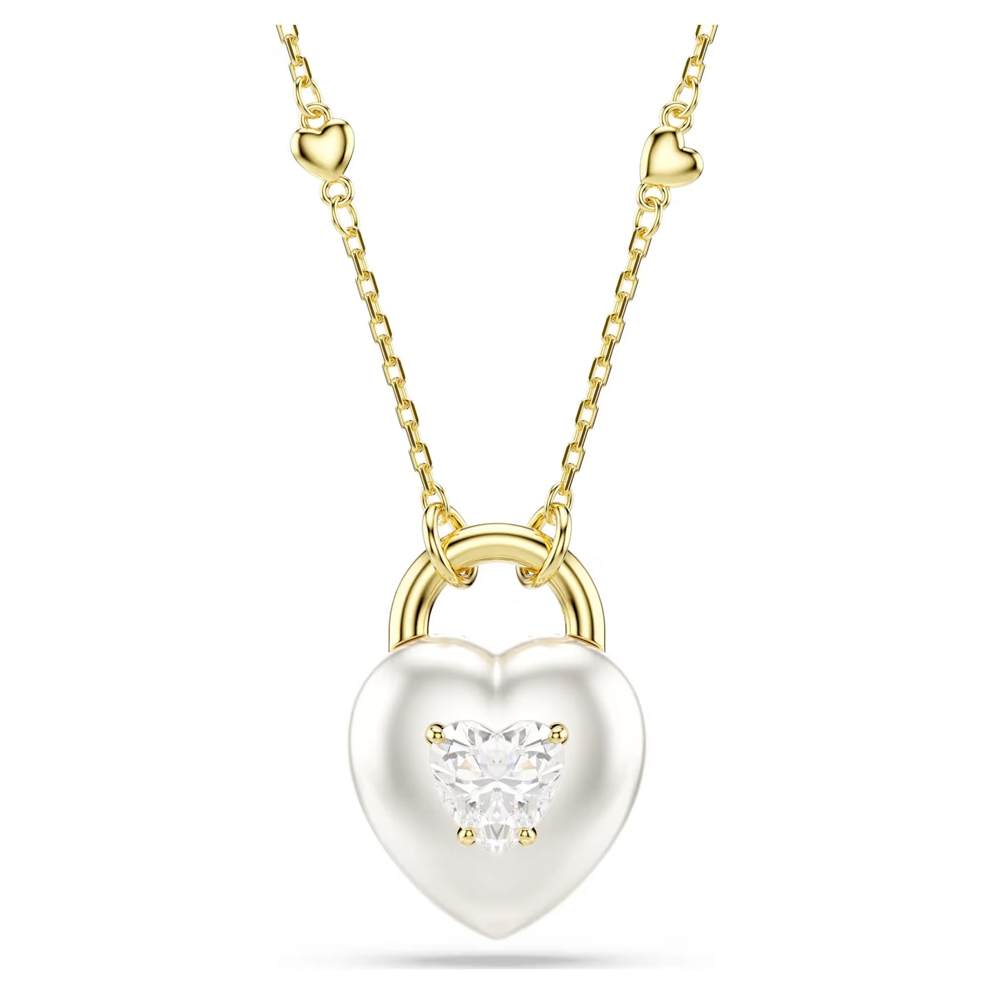 Idyllia pendant Mixed cuts, Heart, White, Gold-tone plated