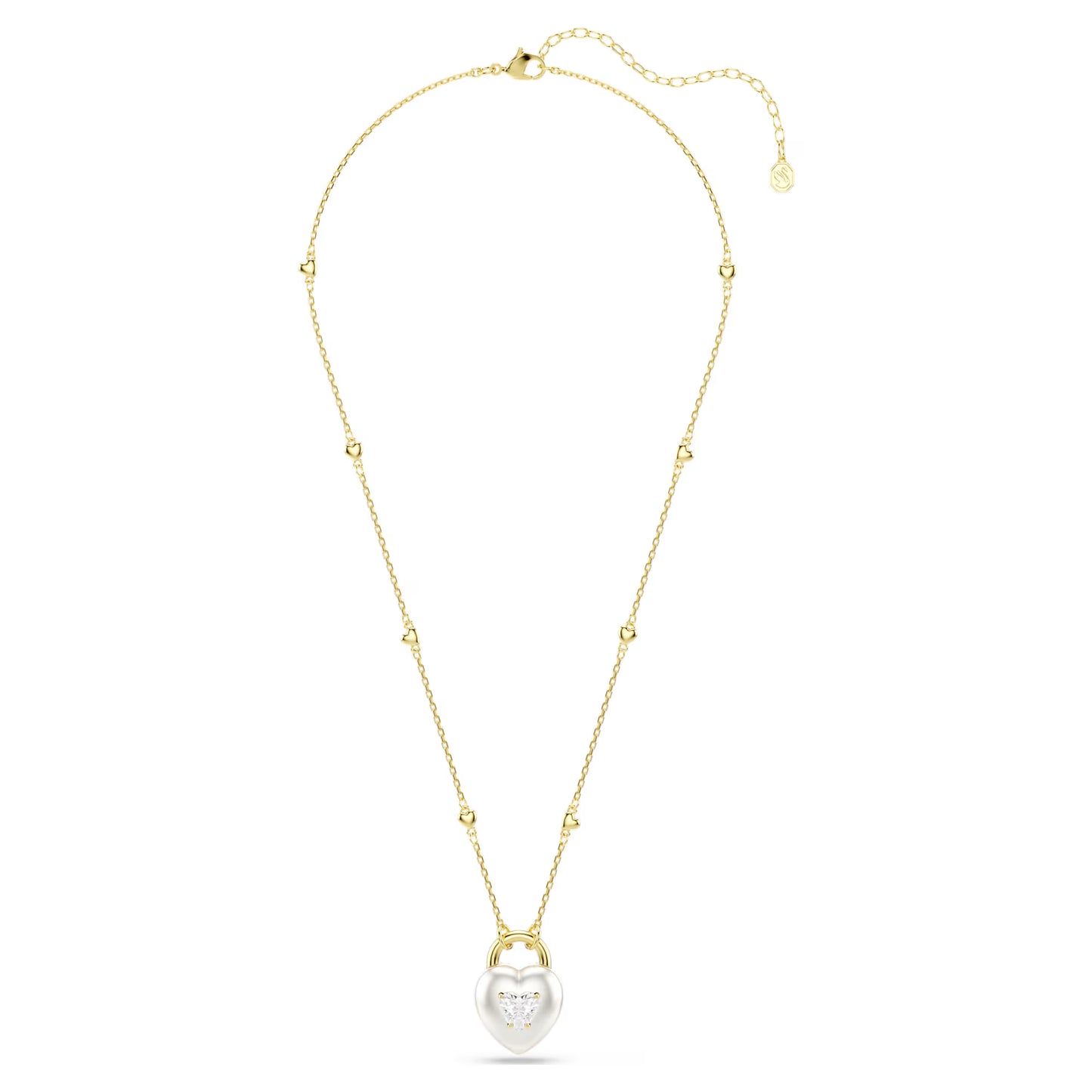 Idyllia pendant Mixed cuts, Heart, White, Gold-tone plated