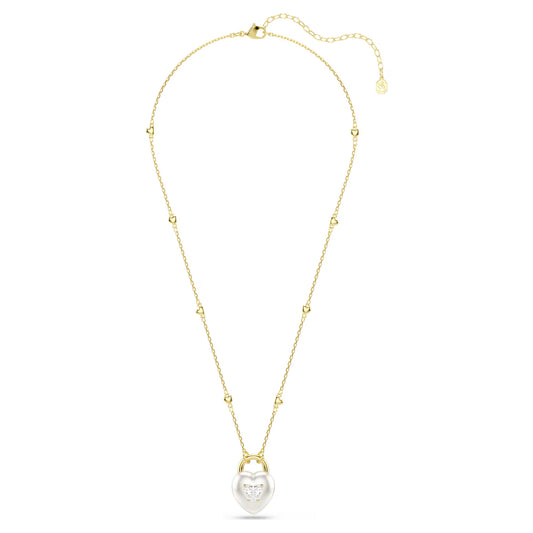 Idyllia pendant Mixed cuts, Heart, White, Gold-tone plated