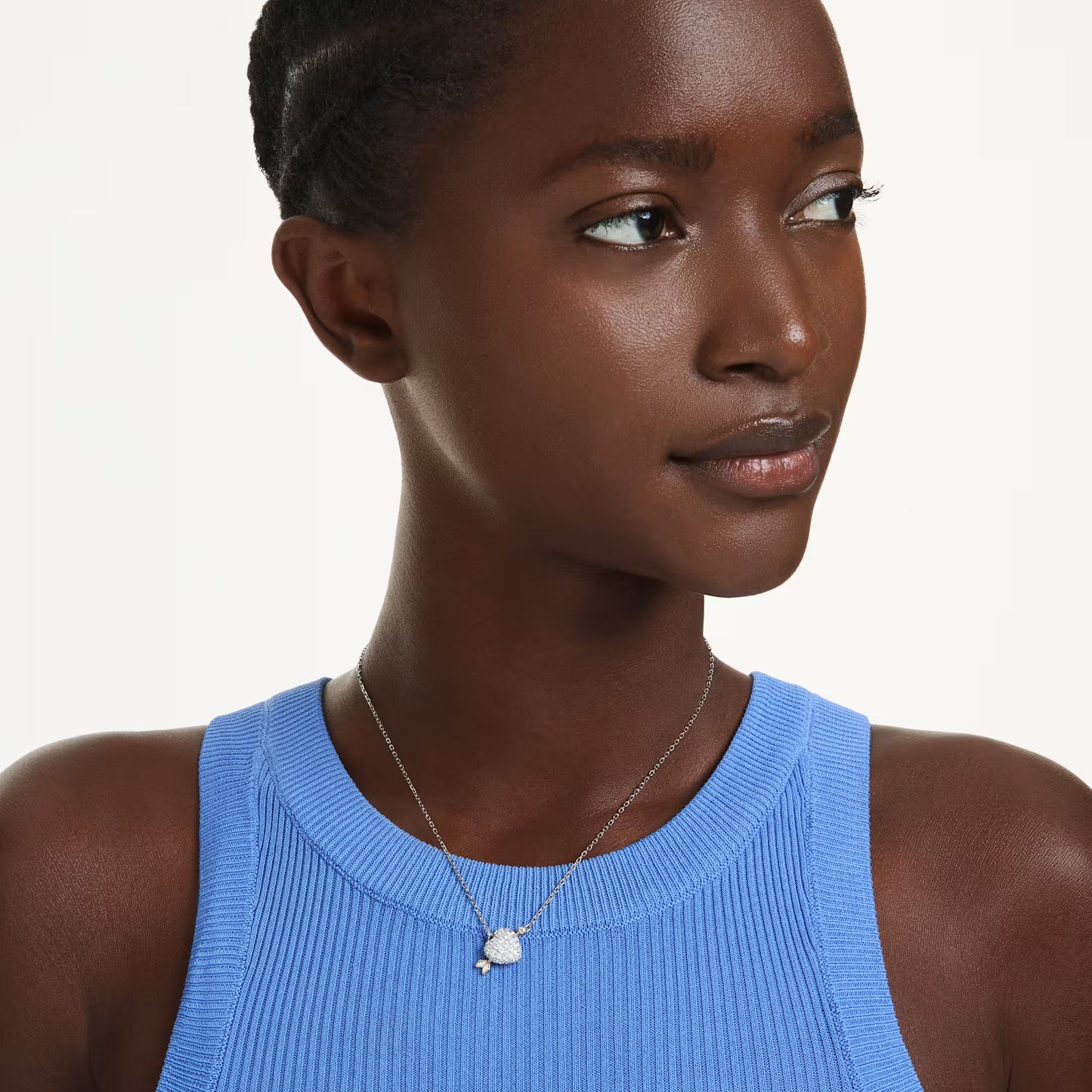 Idyllia pendant, Mixed cuts, Heart, White, Mixed metal finish