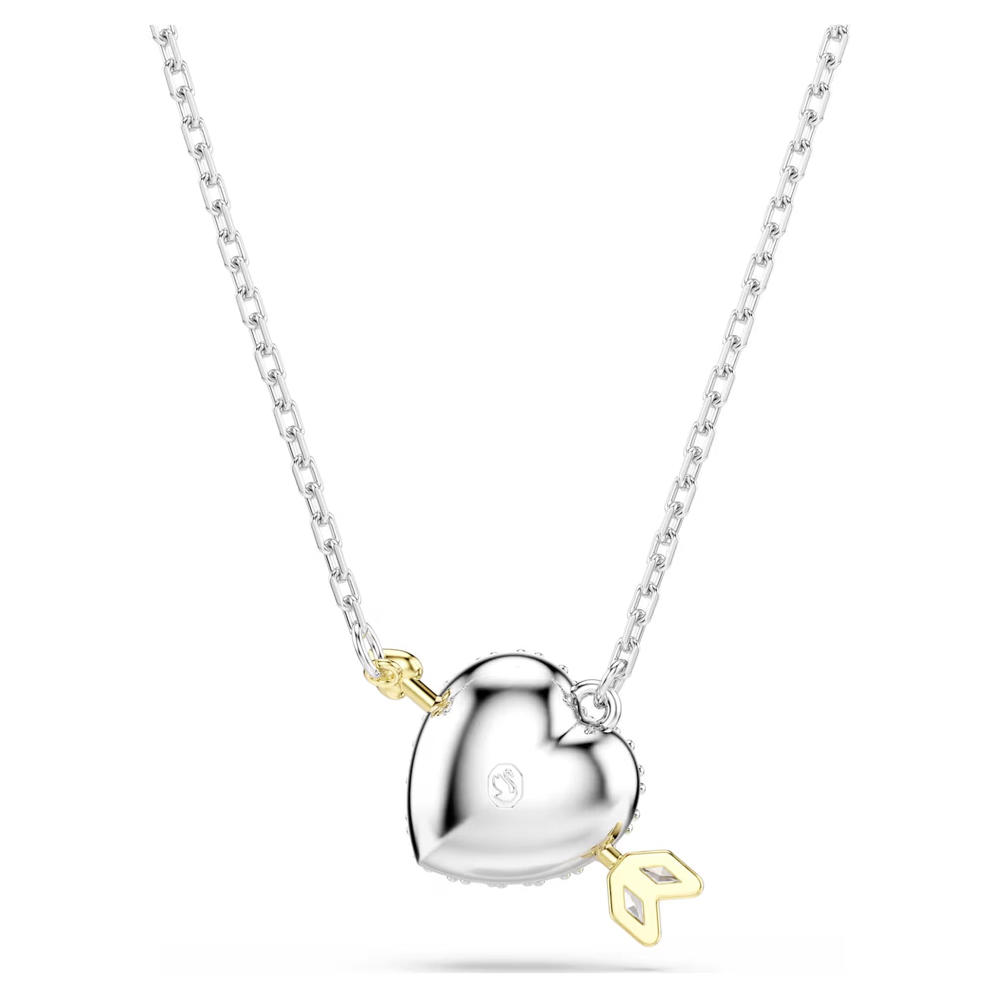 Idyllia pendant, Mixed cuts, Heart, White, Mixed metal finish