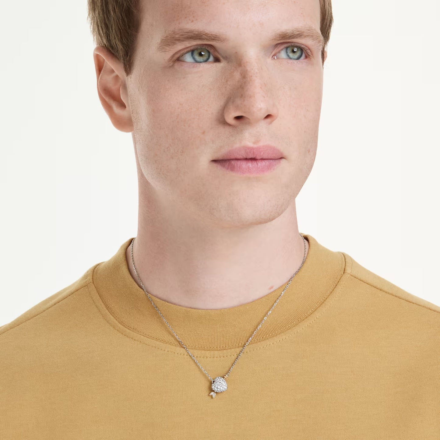 Idyllia pendant, Mixed cuts, Heart, White, Mixed metal finish