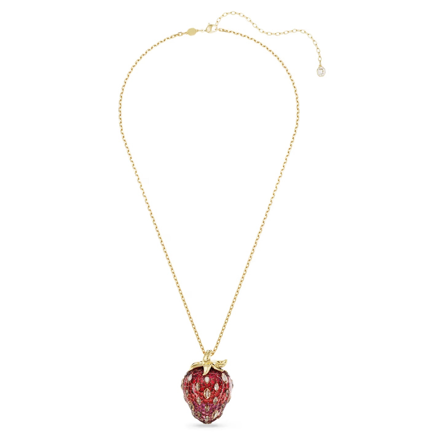 Idyllia pendant, Mixed cuts, Strawberry, Red, 18K gold finish
