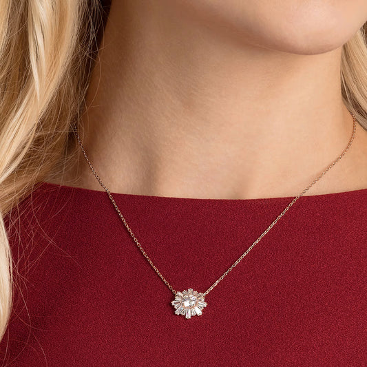 Sunshine Pendant, White, Rose-gold tone plated