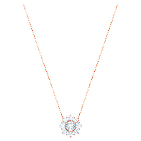 Sunshine Pendant, White, Rose-gold tone plated