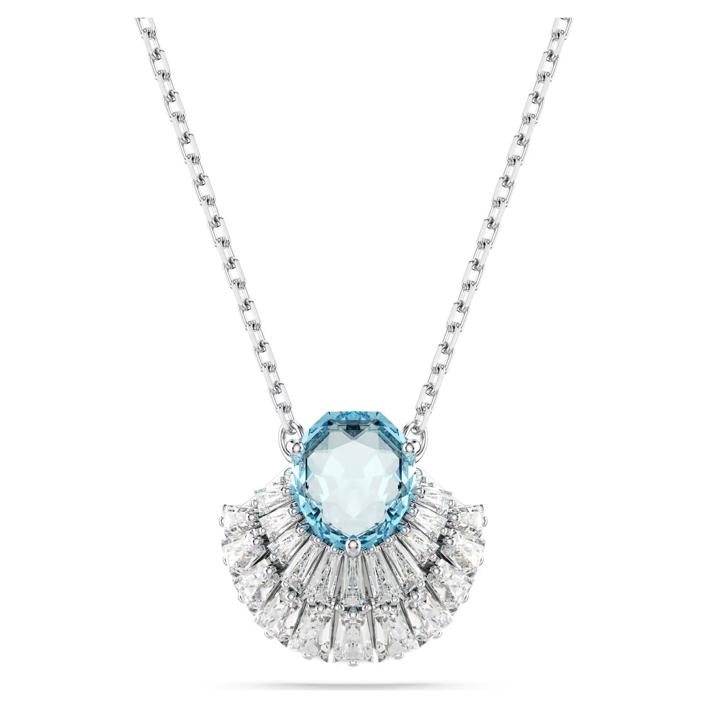 Idyllia pendant, Shell, Blue, Rhodium plated