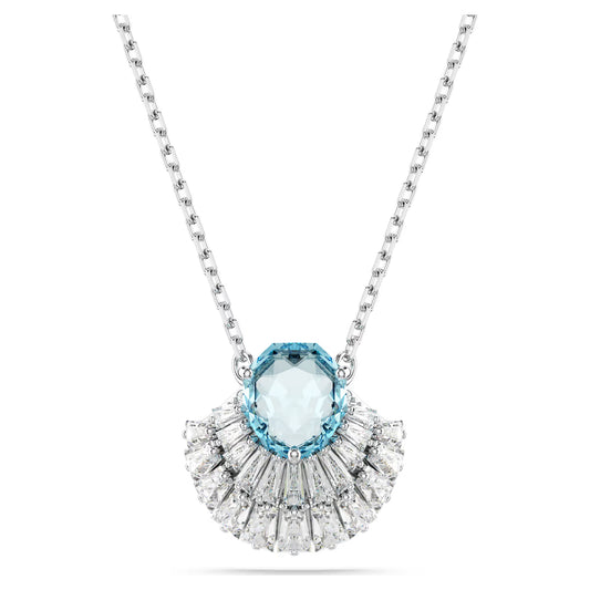 Idyllia pendant, Shell, Blue, Rhodium plated