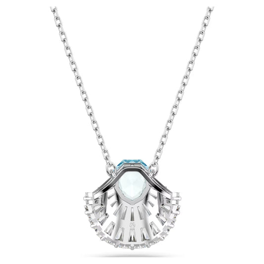Idyllia pendant, Shell, Blue, Rhodium plated
