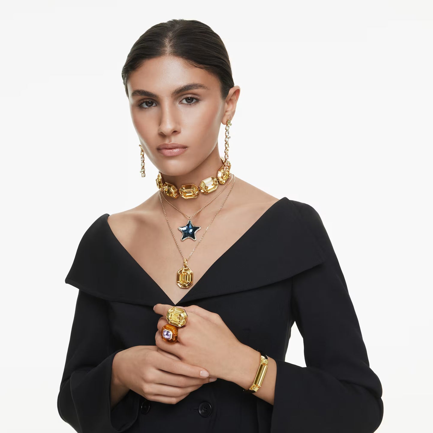 Idyllia SCS pendant, Starfish, Blue, 18K gold finish