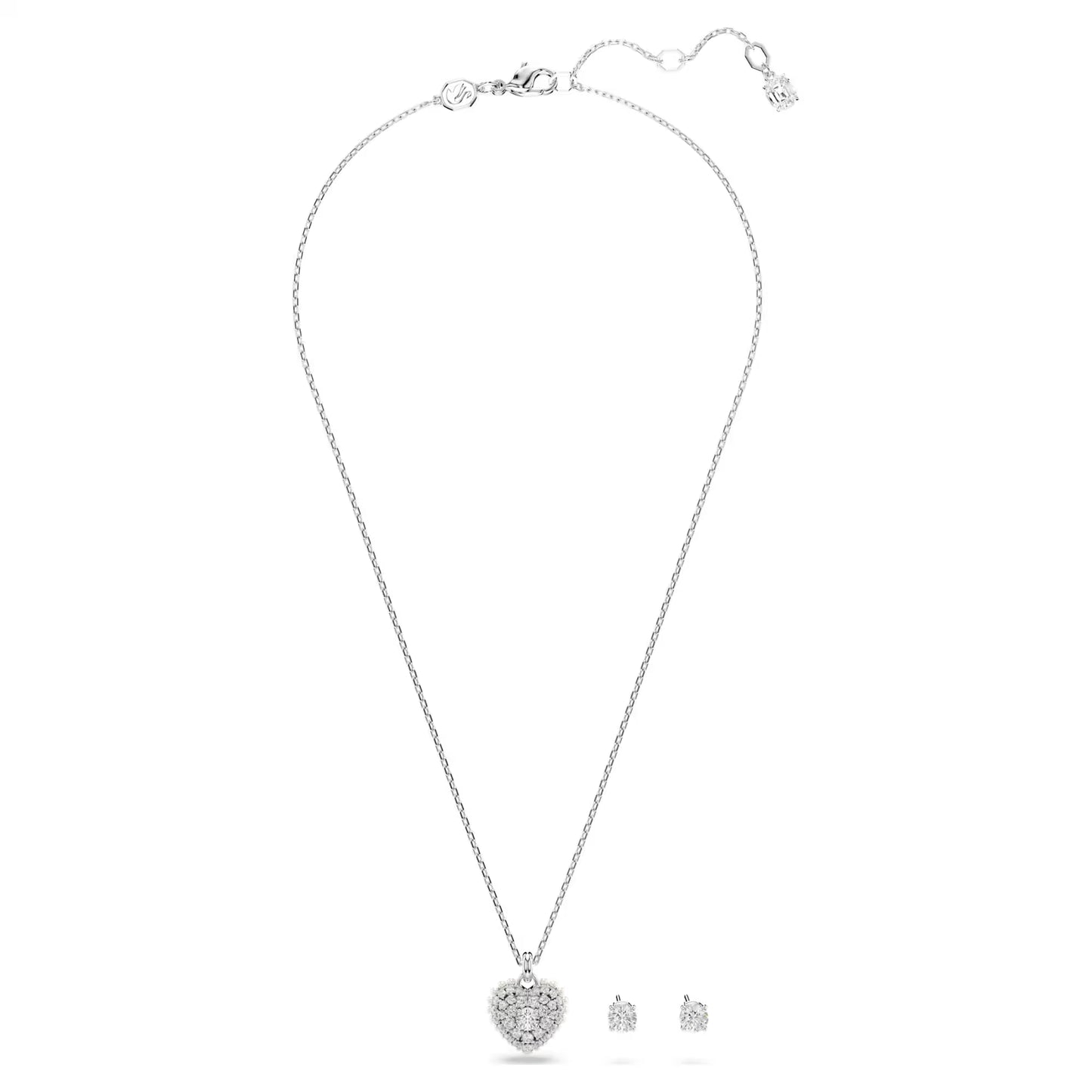 Hyperbola set, Heart, White, Rhodium