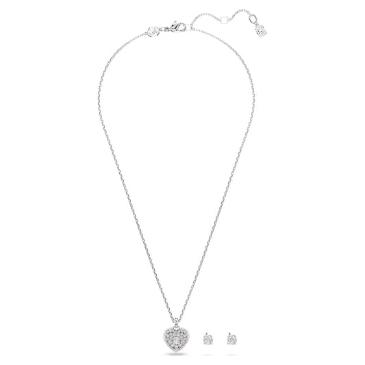 Hyperbola set, Heart, White, Rhodium