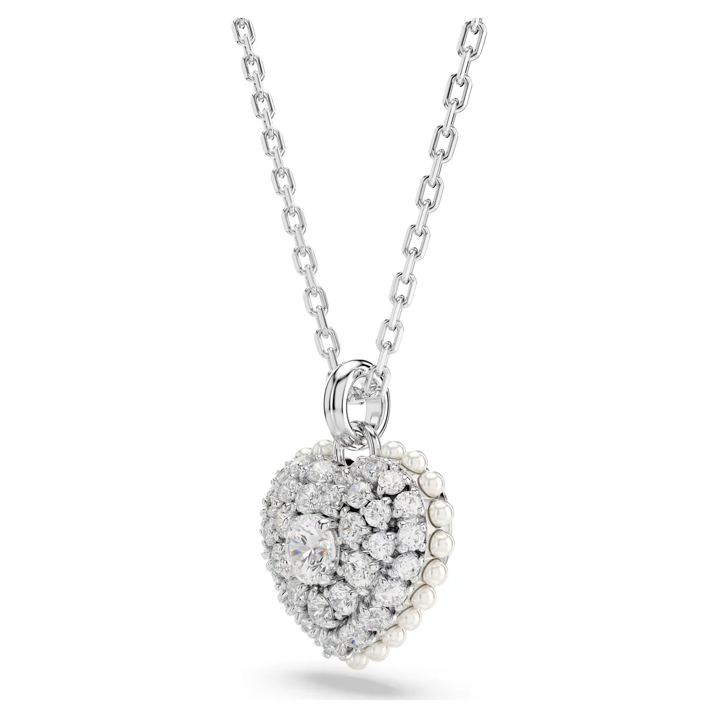 Hyperbola set, Heart, White, Rhodium