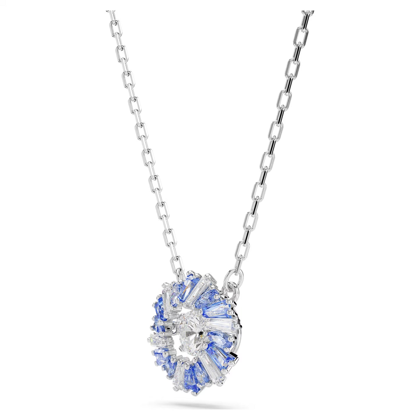Idyllia set, Mixed cuts, Flower, Blue, Rhodium plated