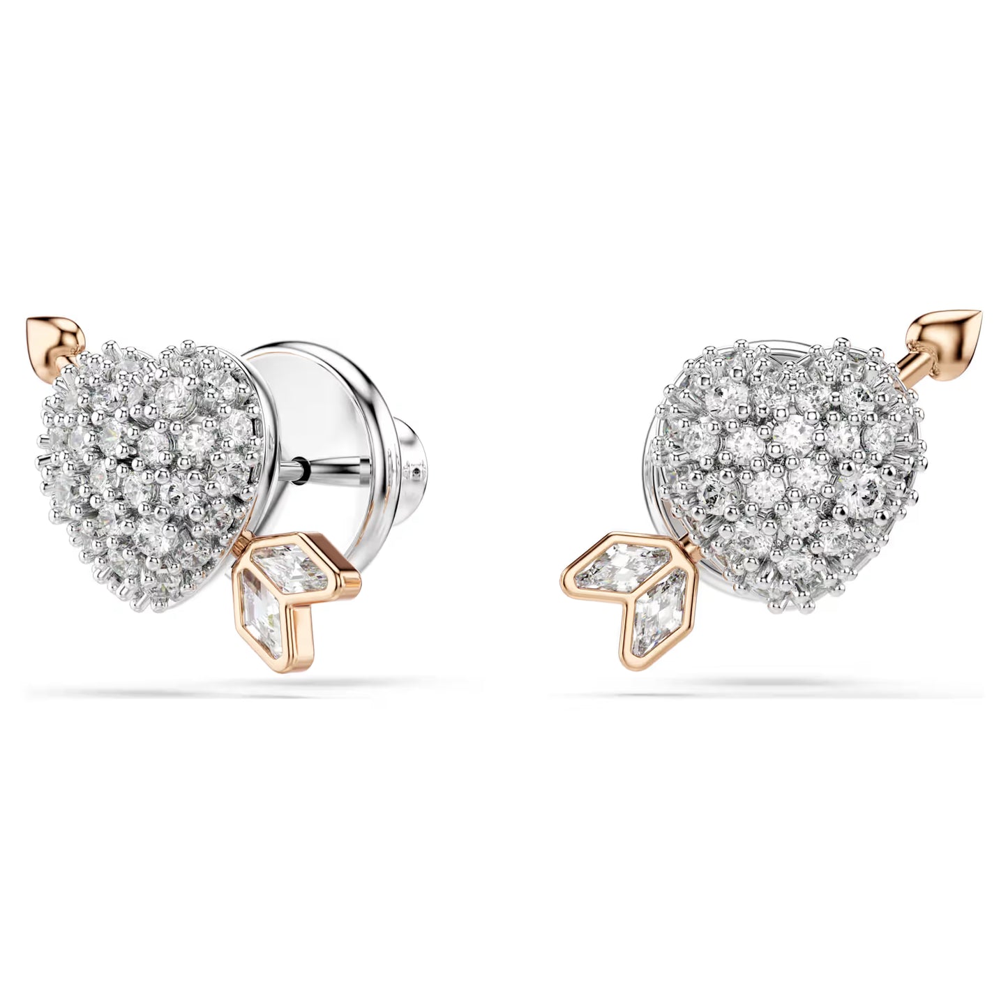 Idyllia set, Mixed cuts, Heart with arrow, White, 18K rose gold finish