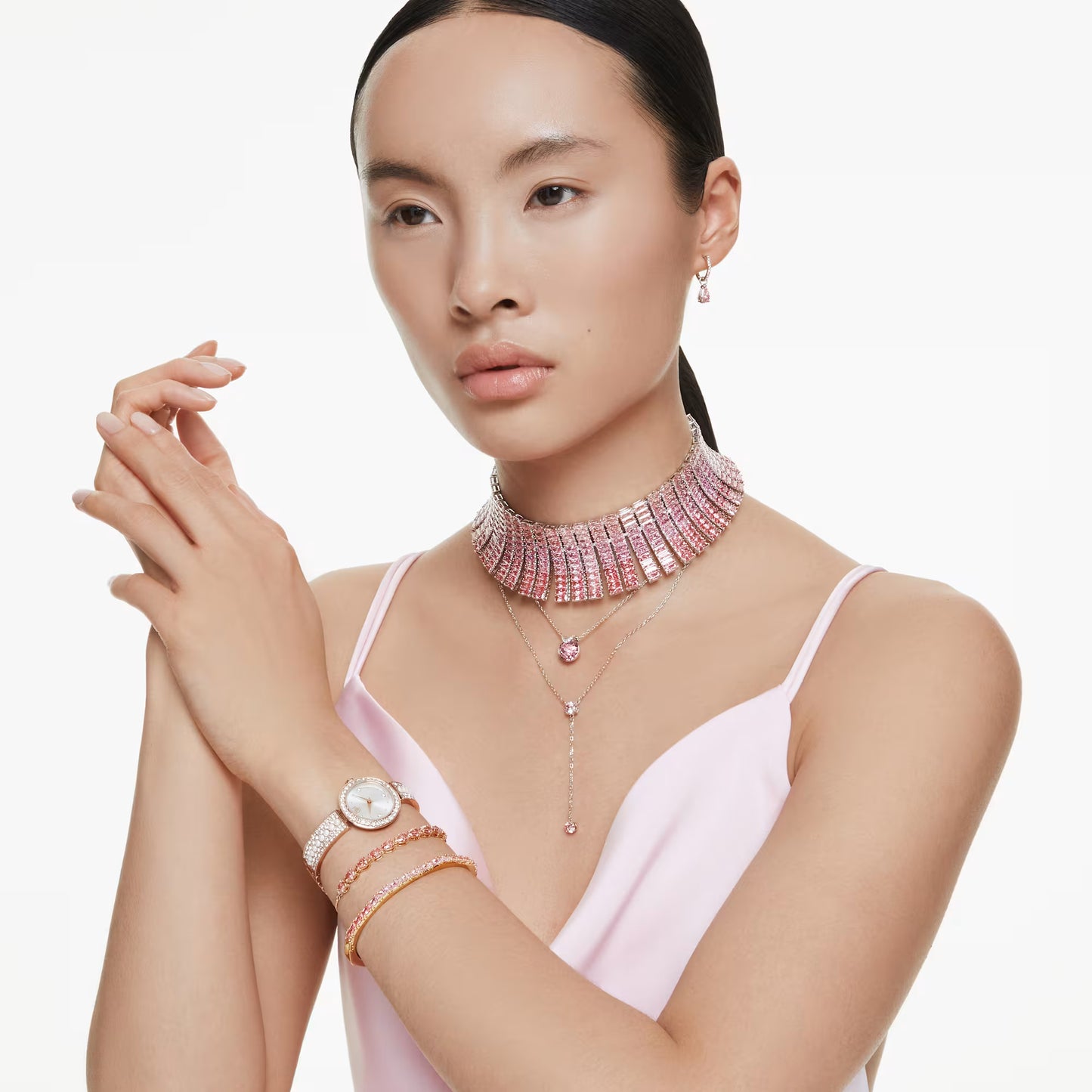 Illumina watch, Swiss Made, Metal bracelet, Gold tone, Champagne gold-tone finish