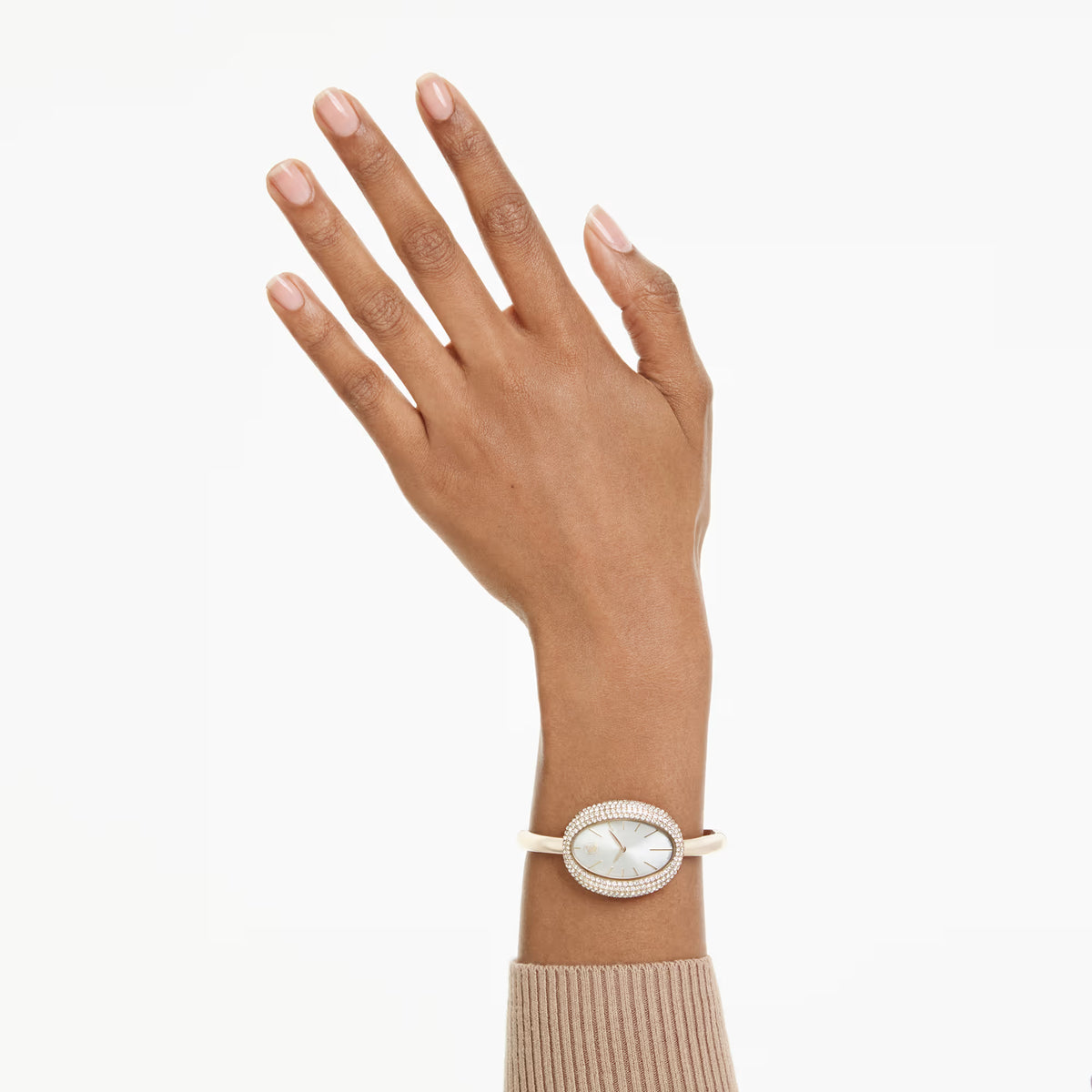 Imber bangle watch, Swiss Made, Metal bracelet, Gold tone, Champagne gold-tone finish