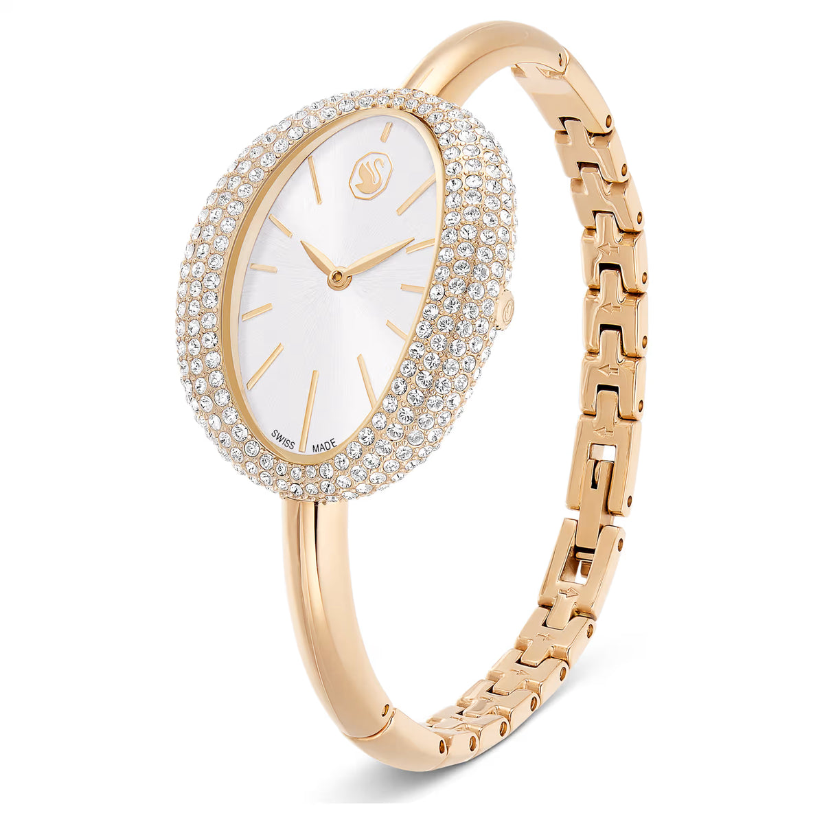 Imber bangle watch, Swiss Made, Metal bracelet, Gold tone, Champagne gold-tone finish