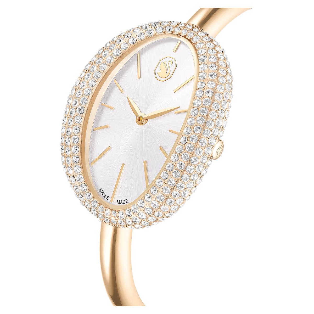 Imber bangle watch, Swiss Made, Metal bracelet, Gold tone, Champagne gold-tone finish