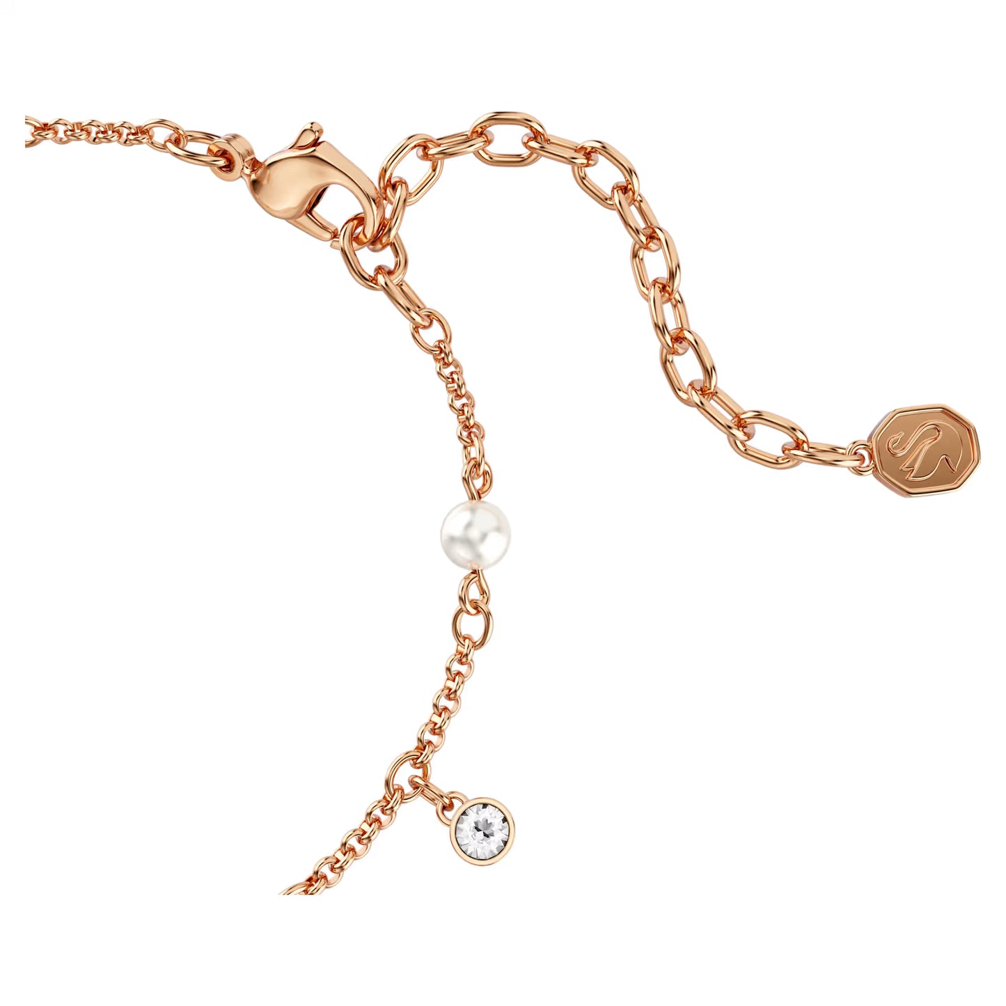 Imber Bracelet Crystal Pearl, Round Cut, White, 18K Rose Gold Finish