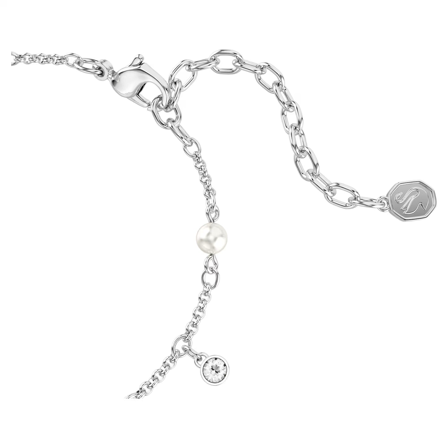 Imber bracelet, Crystal pearl, Round cut, White, Rhodium plated