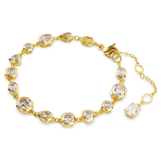 Imber Tennis bracelet, Mixed cuts, White, Gold