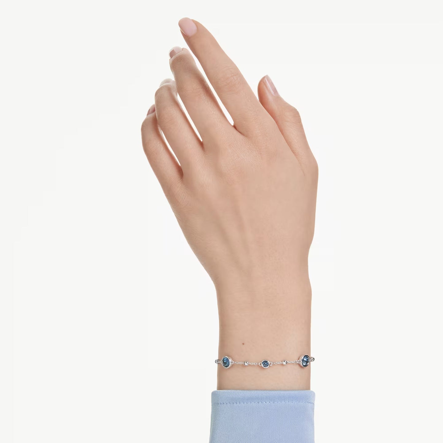 Imber bracelet, Round cut, Blue, Rhodium plated