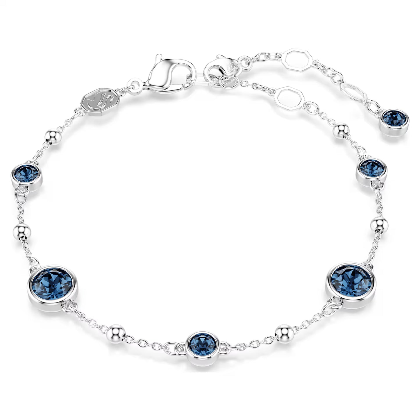 Imber bracelet, Round cut, Blue, Rhodium plated