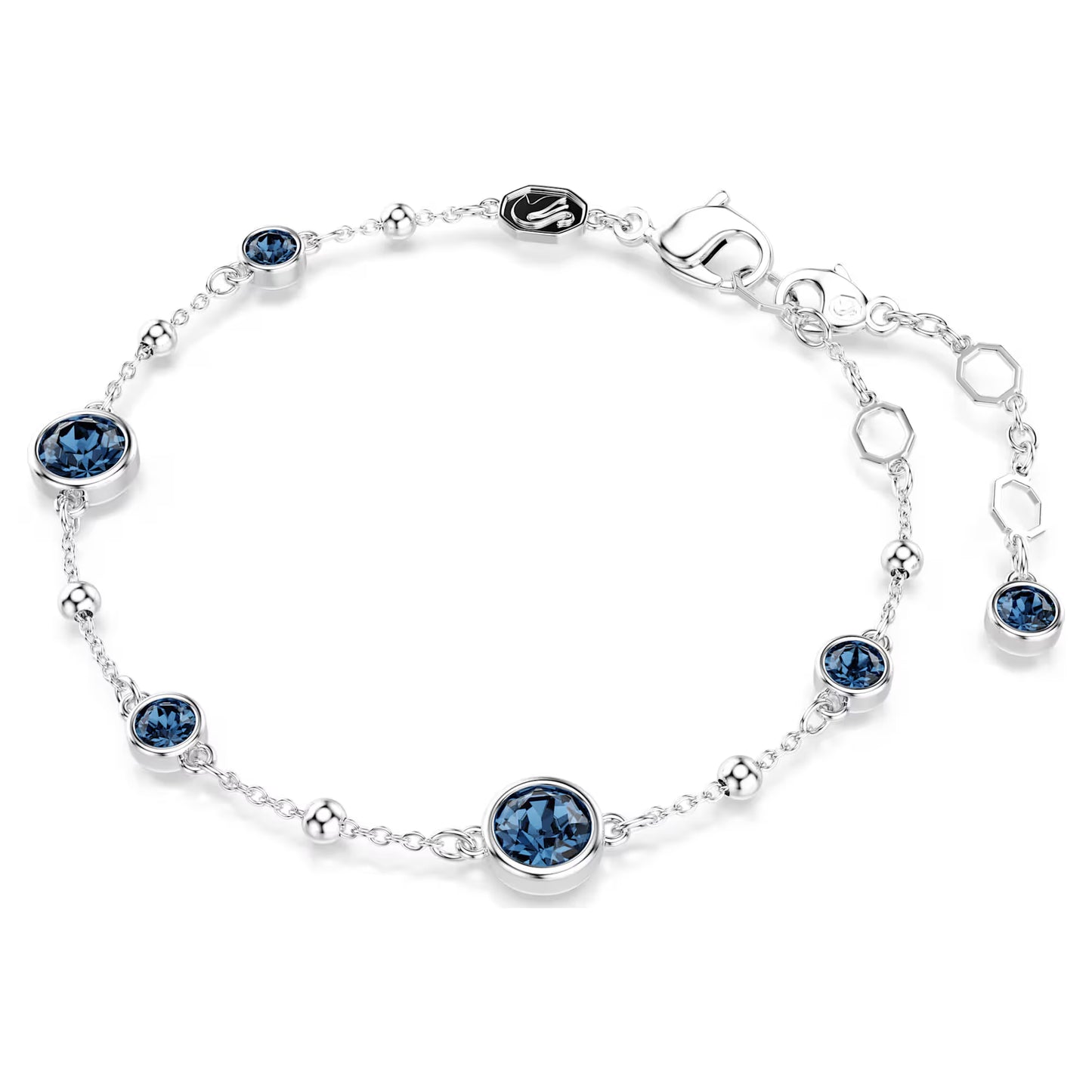 Imber bracelet, Round cut, Blue, Rhodium plated