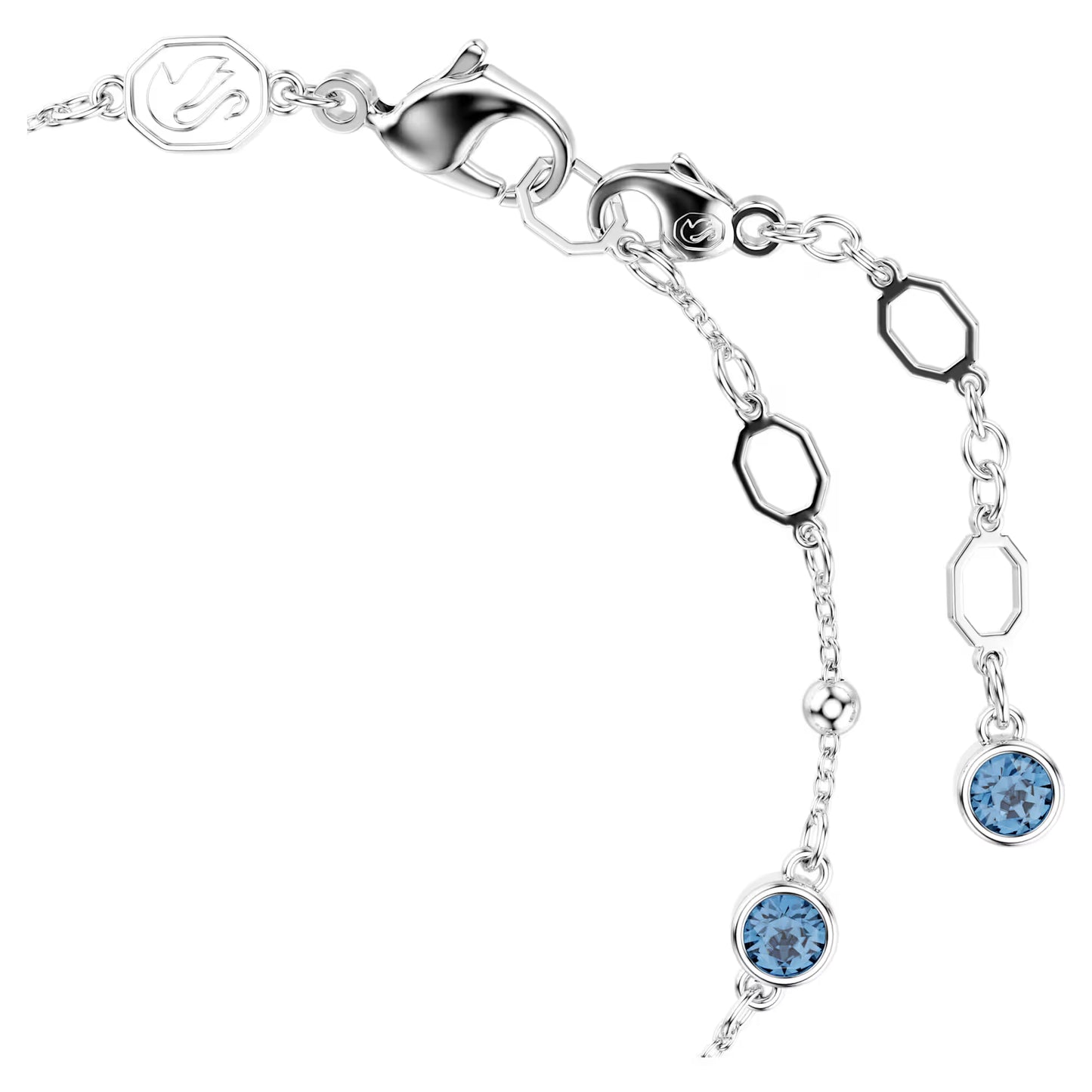 Imber bracelet, Round cut, Blue, Rhodium plated
