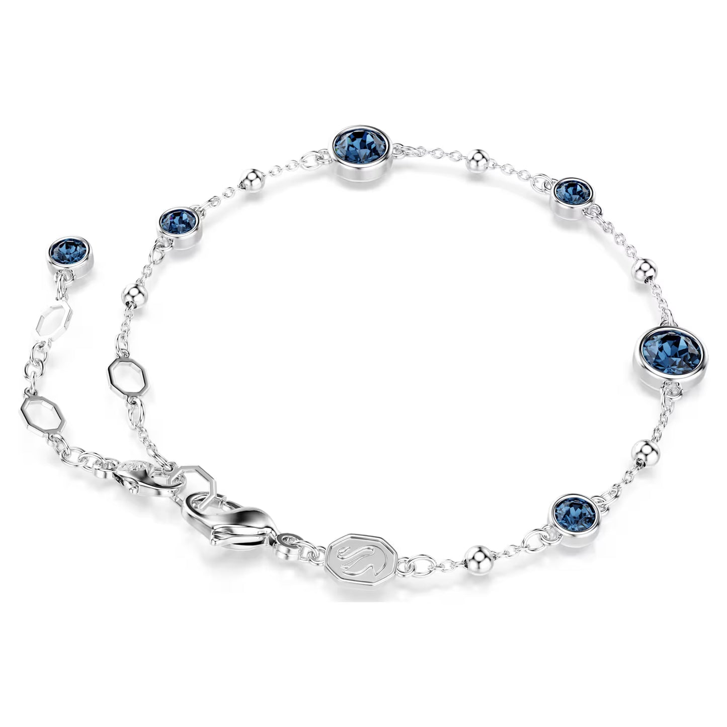 Imber bracelet, Round cut, Blue, Rhodium plated