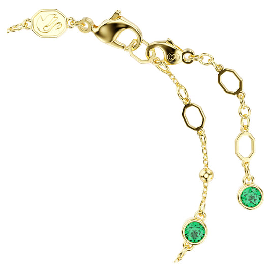 Imber bracelet, Round cut, Green, 18k gold plated