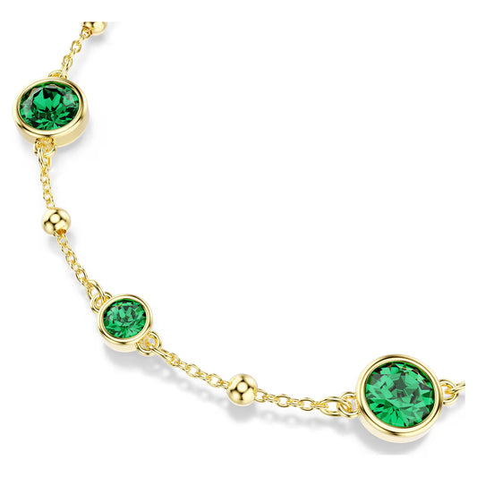 Imber bracelet, Round cut, Green, 18k gold plated