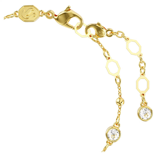 Imber bracelet, Round cut, Scattered design, White, Gold-tone plated