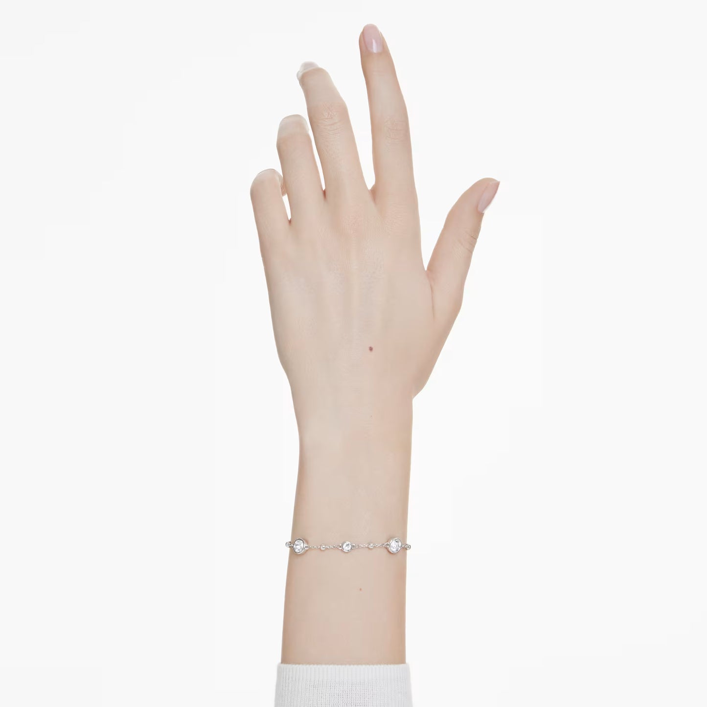 Imber bracelet, Round cut, White, Rhodium