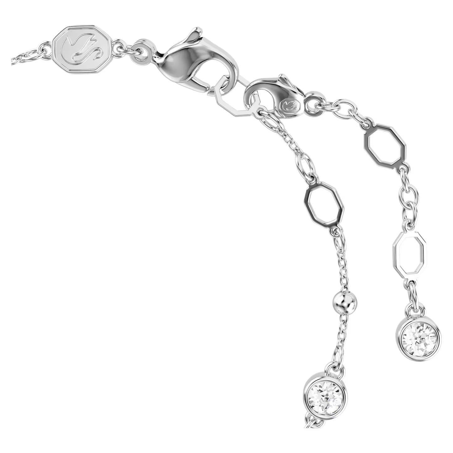 Imber bracelet, Round cut, White, Rhodium