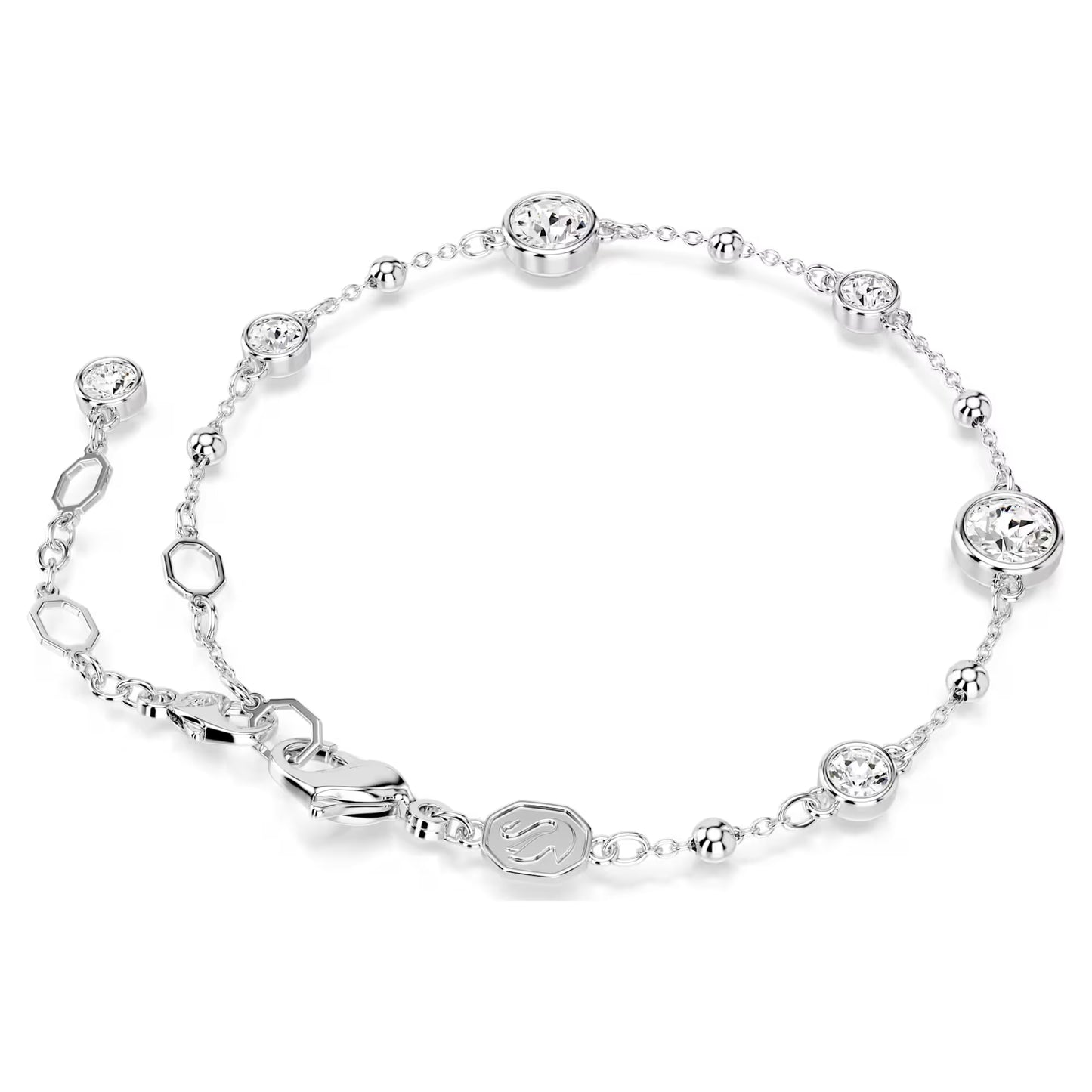 Imber bracelet, Round cut, White, Rhodium