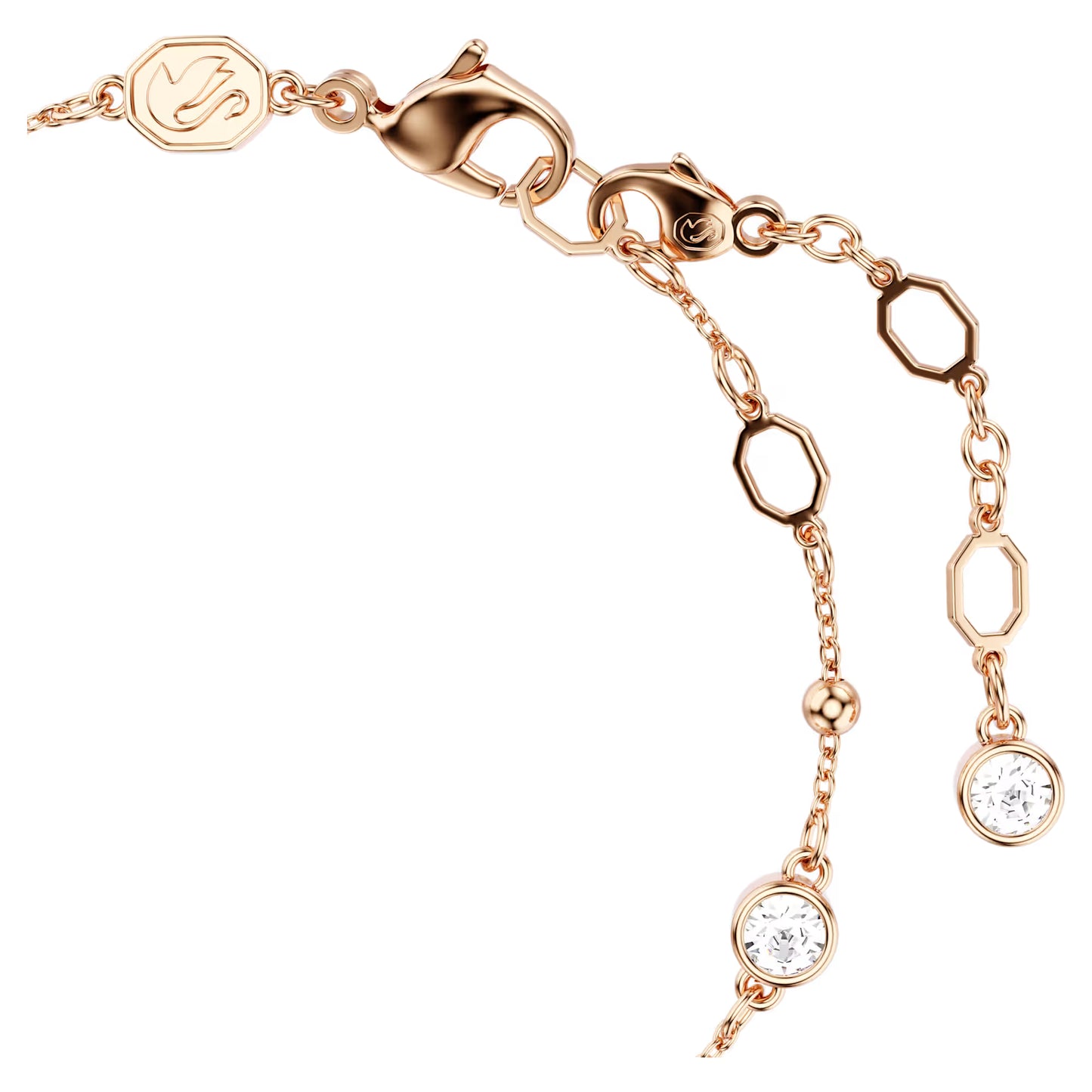 Imber bracelet, Round cut, White, Rose gold-tone plated
