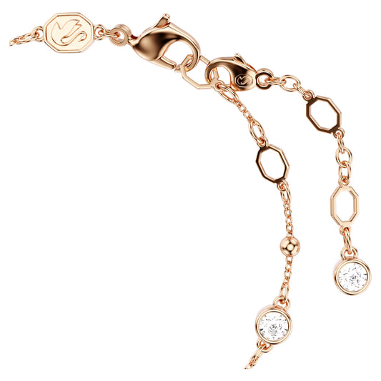 Imber bracelet, Round cut, White, Rose gold-tone plated