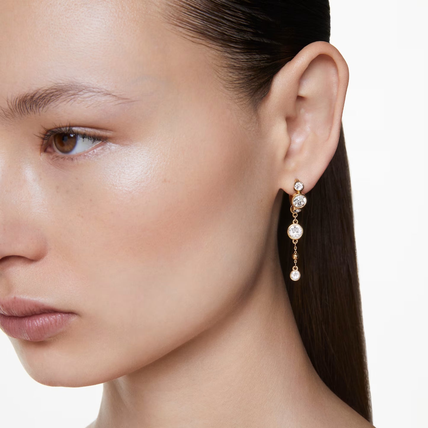 Imber drop earrings, Round cut, White, Mixed metal