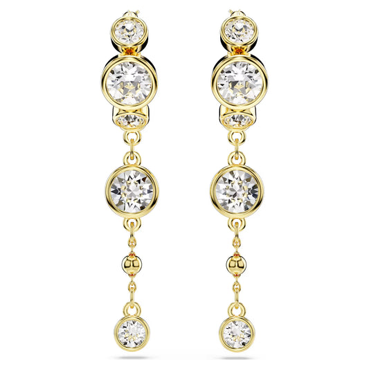 Imber drop earrings, Round cut, White, Mixed metal