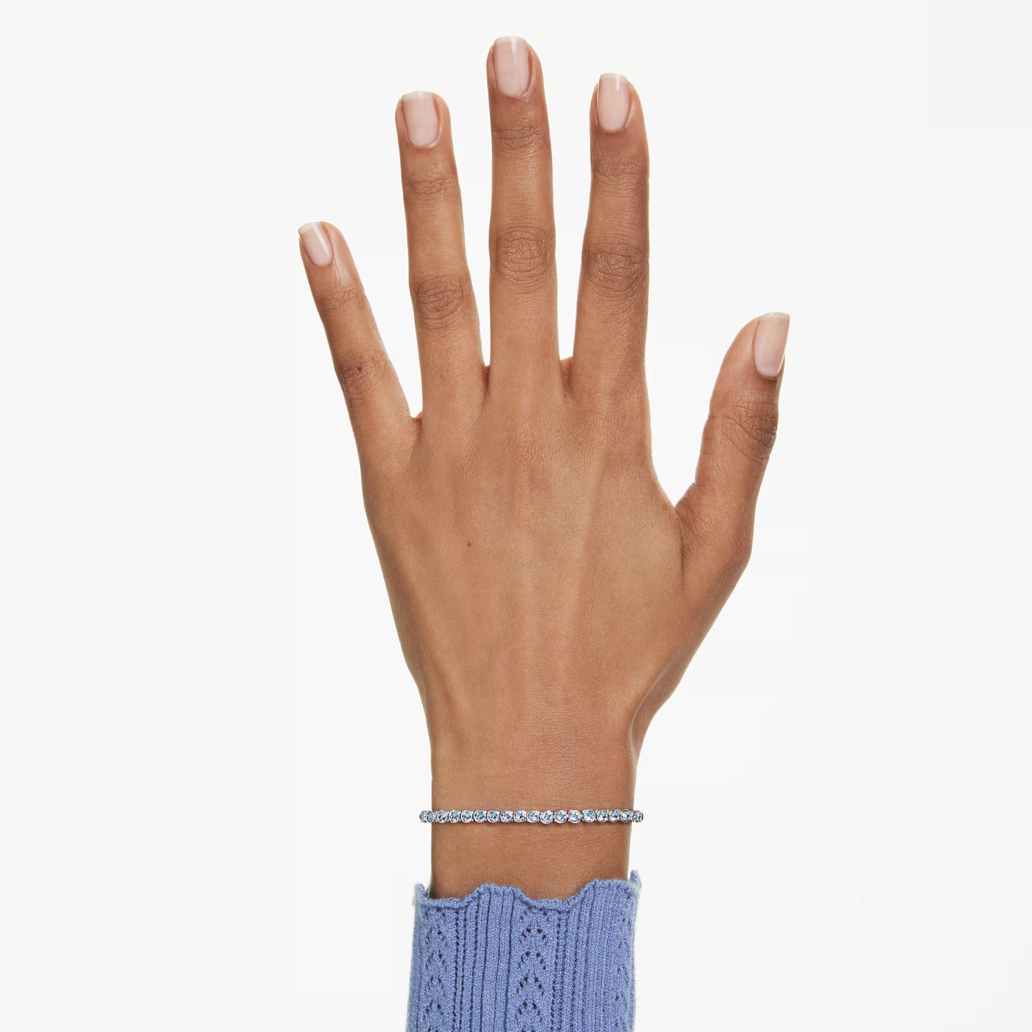 Imber Emily Tennis bracelet, Round cut, Blue, Rhodium plated