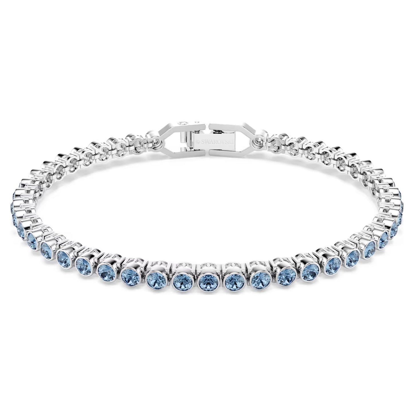 Imber Emily Tennis bracelet, Round cut, Blue, Rhodium plated