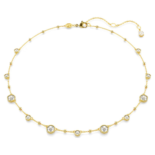 Imber necklace, Round cut, Scattered, Gold-tone